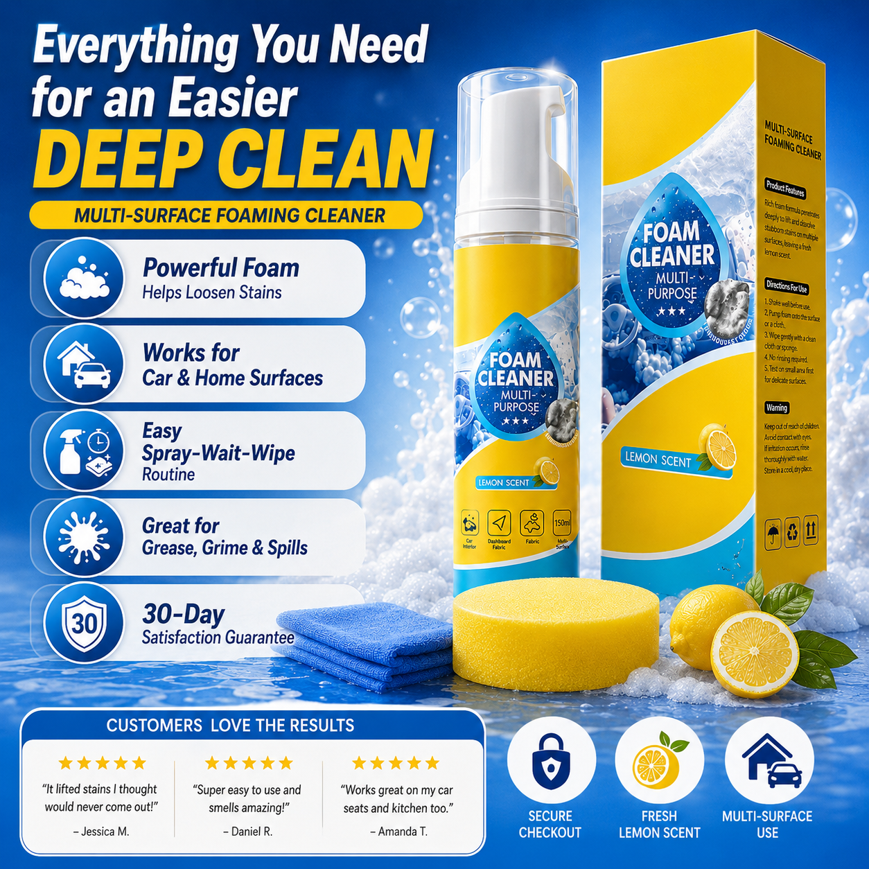 Heavy Duty 4 in 1 Multi Enzyme Foam Cleaner Spray