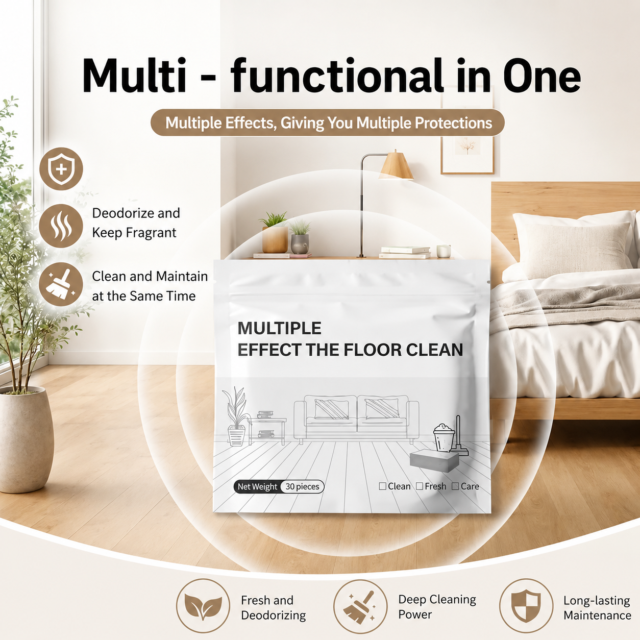 Multiple Effect The Floor Clean Tablets for Mopping, Quick Shine Cleaner