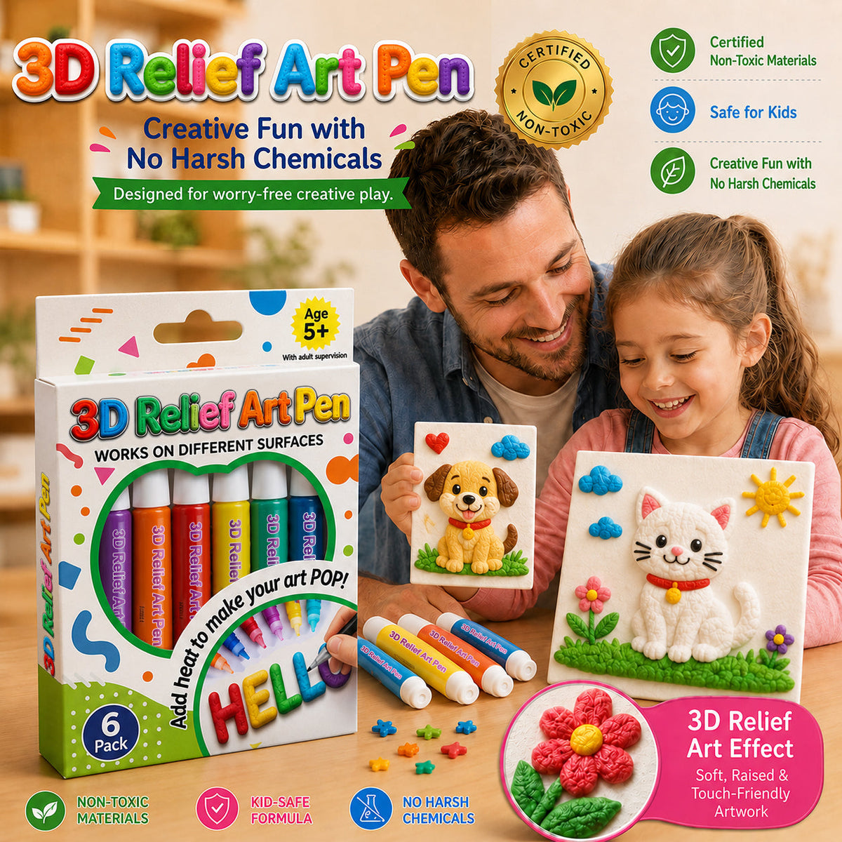 🦄👗Save66% by ordering today丨Serenoul® 3D Relief Art Pen – Turn Flat Drawings Into Touchable 3D Art🪄