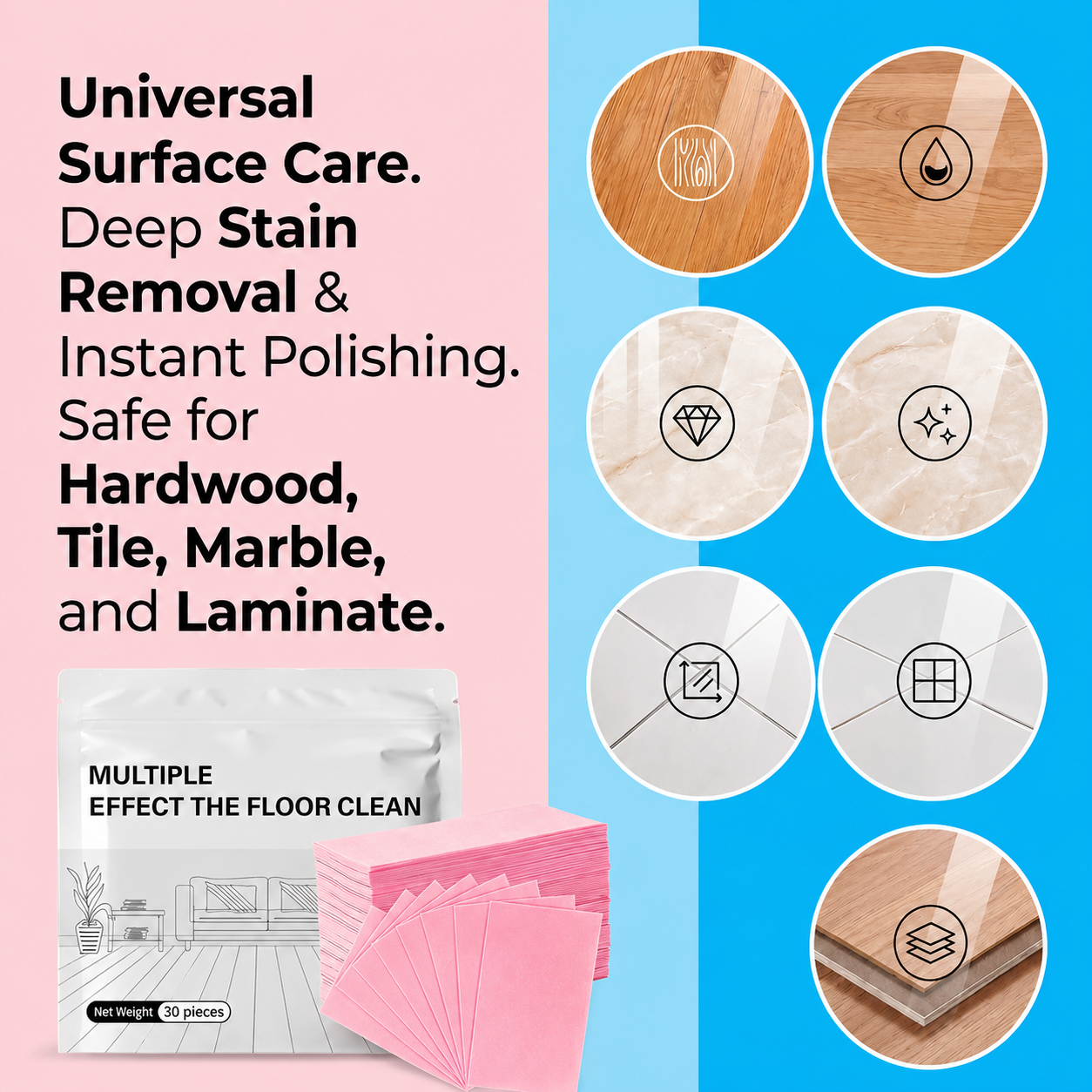 Multiple Effect The Floor Clean Tablets for Mopping, Quick Shine Cleaner