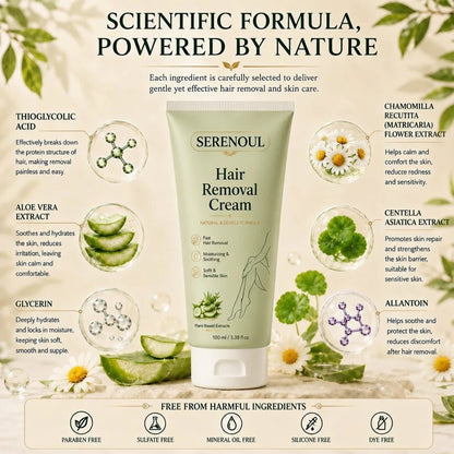 SERENOUL™ Natural Gentle Hair Removal Cream | For Women & Men, Sensitive Skin