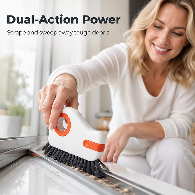 🧹 2-in-1 Window Groove Cleaning Brush with Built-in Scraper – Narrow Crevice Tool with Hard Bristles ✨