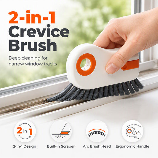 🧹 2-in-1 Window Groove Cleaning Brush with Built-in Scraper – Narrow Crevice Tool with Hard Bristles ✨
