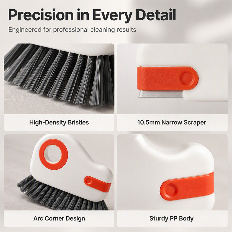 🧹 2-in-1 Window Groove Cleaning Brush with Built-in Scraper – Narrow Crevice Tool with Hard Bristles ✨