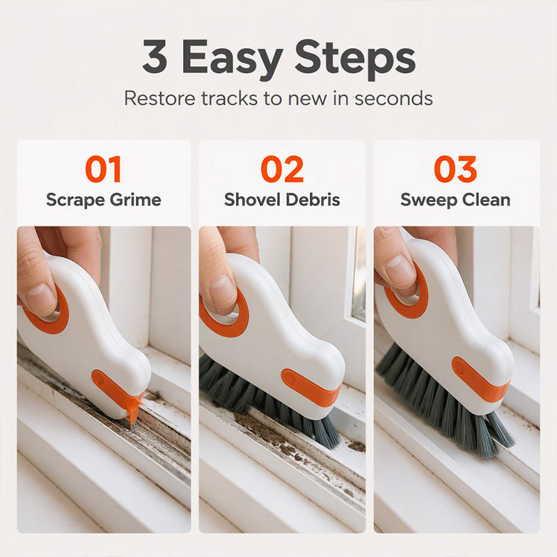 🧹 2-in-1 Window Groove Cleaning Brush with Built-in Scraper – Narrow Crevice Tool with Hard Bristles ✨