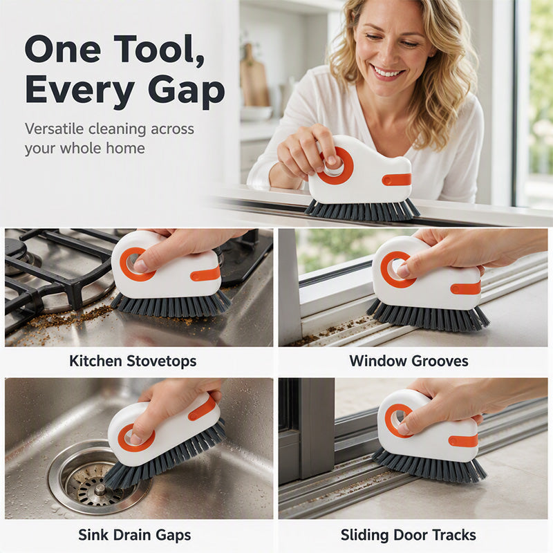 🧹 2-in-1 Window Groove Cleaning Brush with Built-in Scraper – Narrow Crevice Tool with Hard Bristles ✨